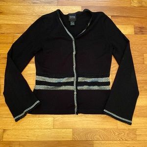 Andrea Jovine Black Open-Front Cardigan – Size Small